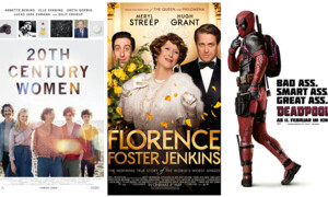 Wir beginnen mit der besten Komödie: Hier buhlen (von links nach rechts) «20th Century Women», «Florence Foster Jenkins», «Deadpool»...